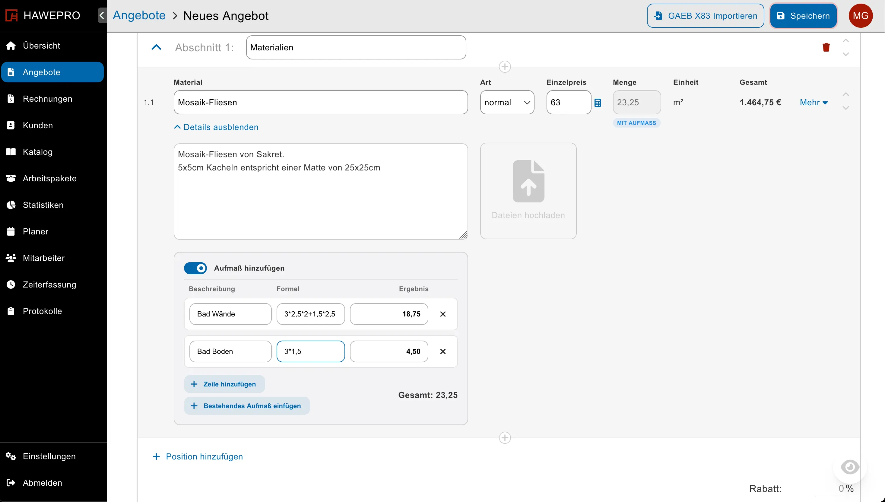 Aufmaß im Release-Beitrag