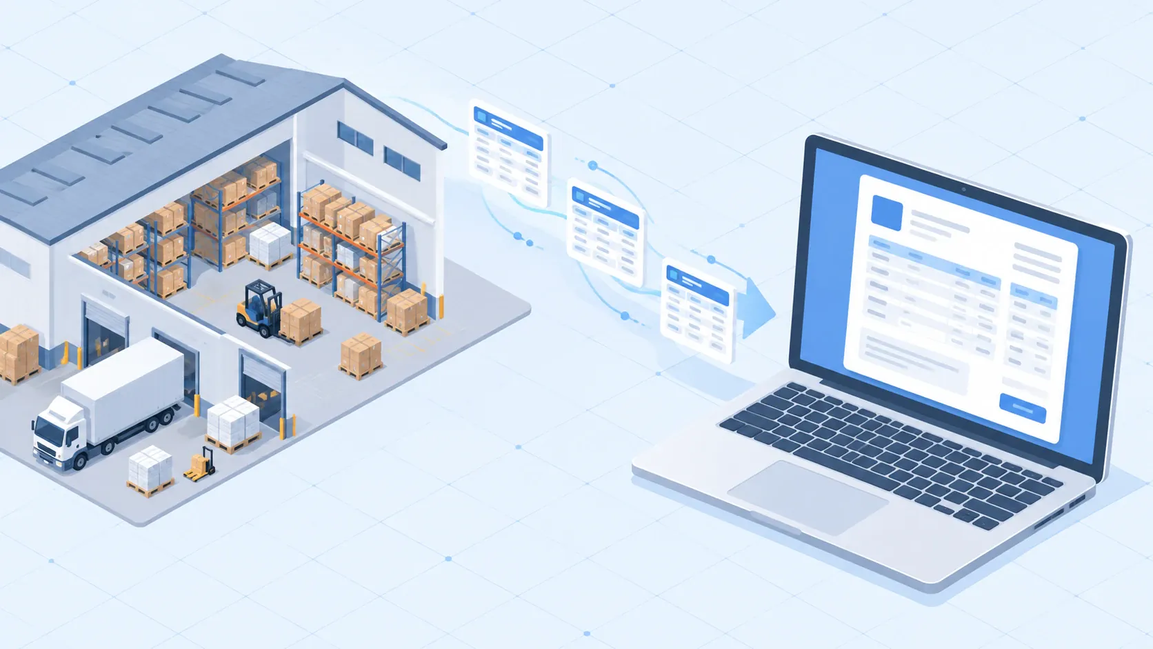 Illustration – Artikeldaten fließen als Datanorm-Datei vom Großhandel in die Handwerkersoftware