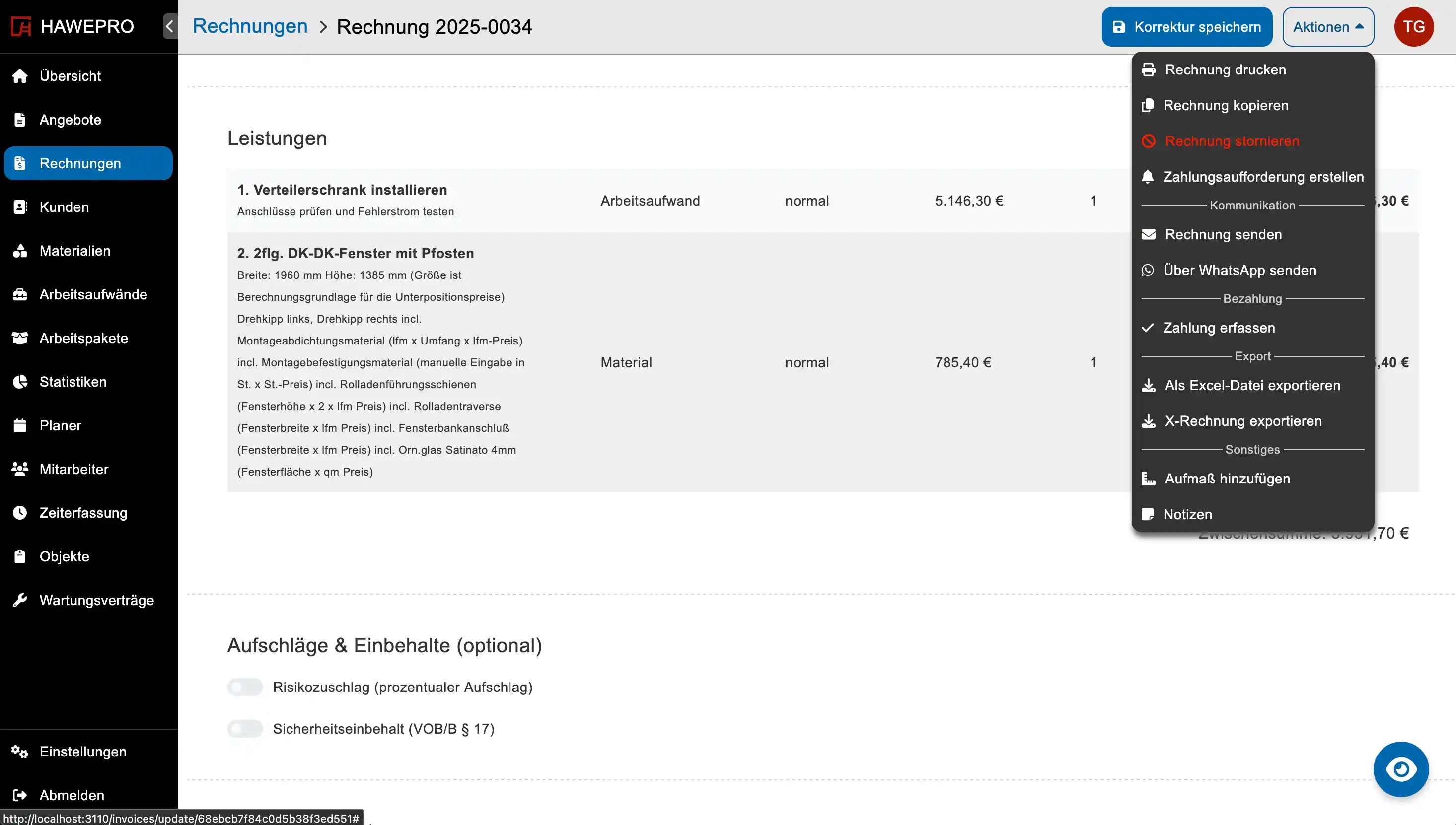 E-Rechnungs-Export (XRechnung/ZUGFeRD)