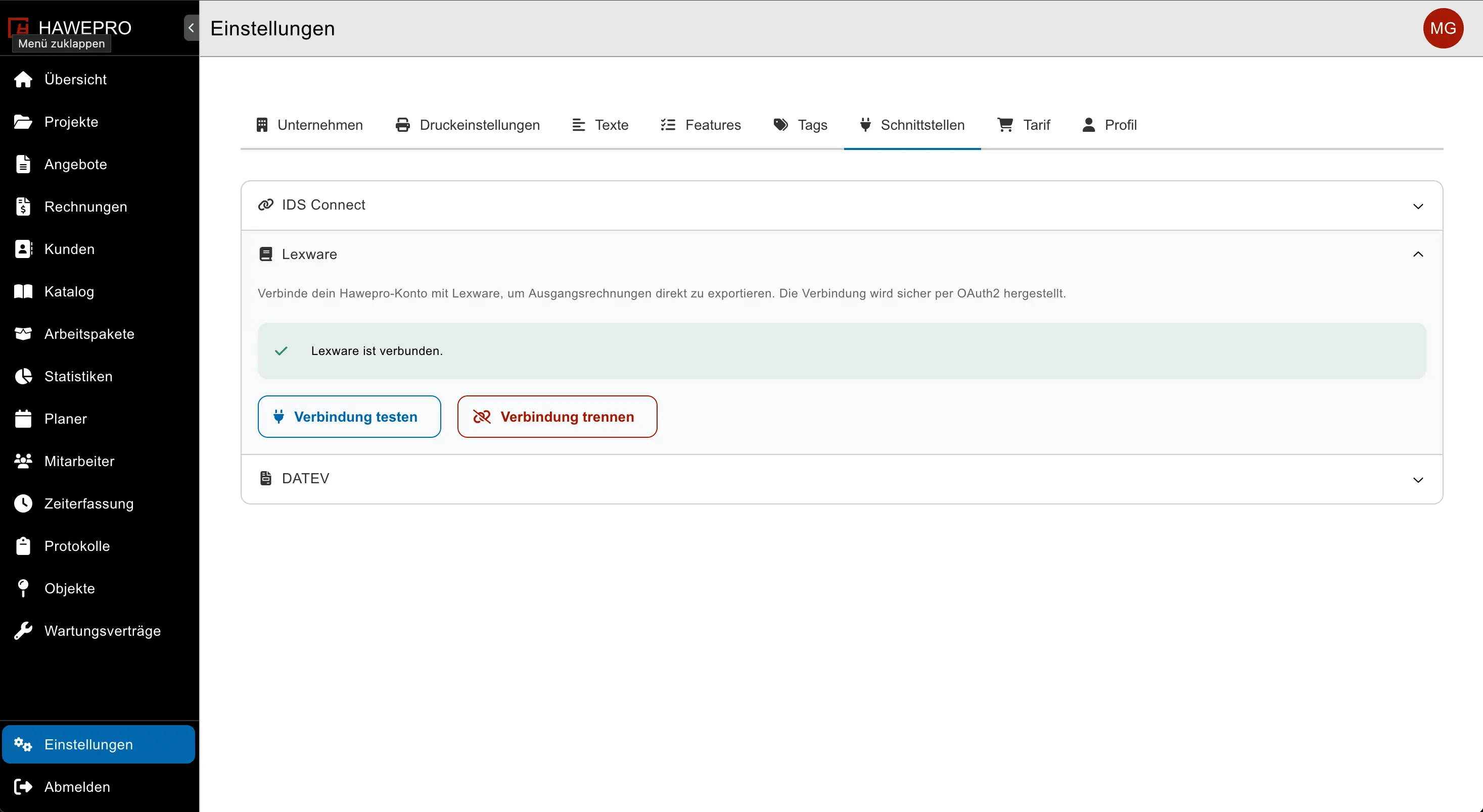 Hawepro Dashboard mit Lexware Office Schnittstelle für Handwerksbetriebe