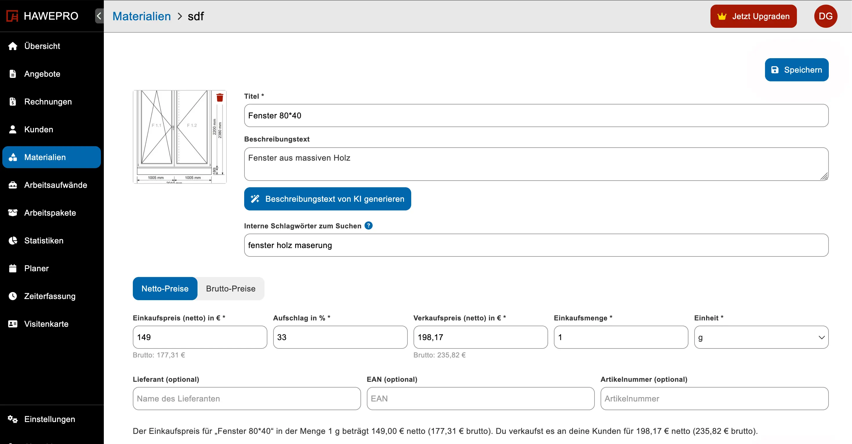 Materialien und Arbeitsaufwände effizient verwalten mit der Handwerker-Software Hawepro
