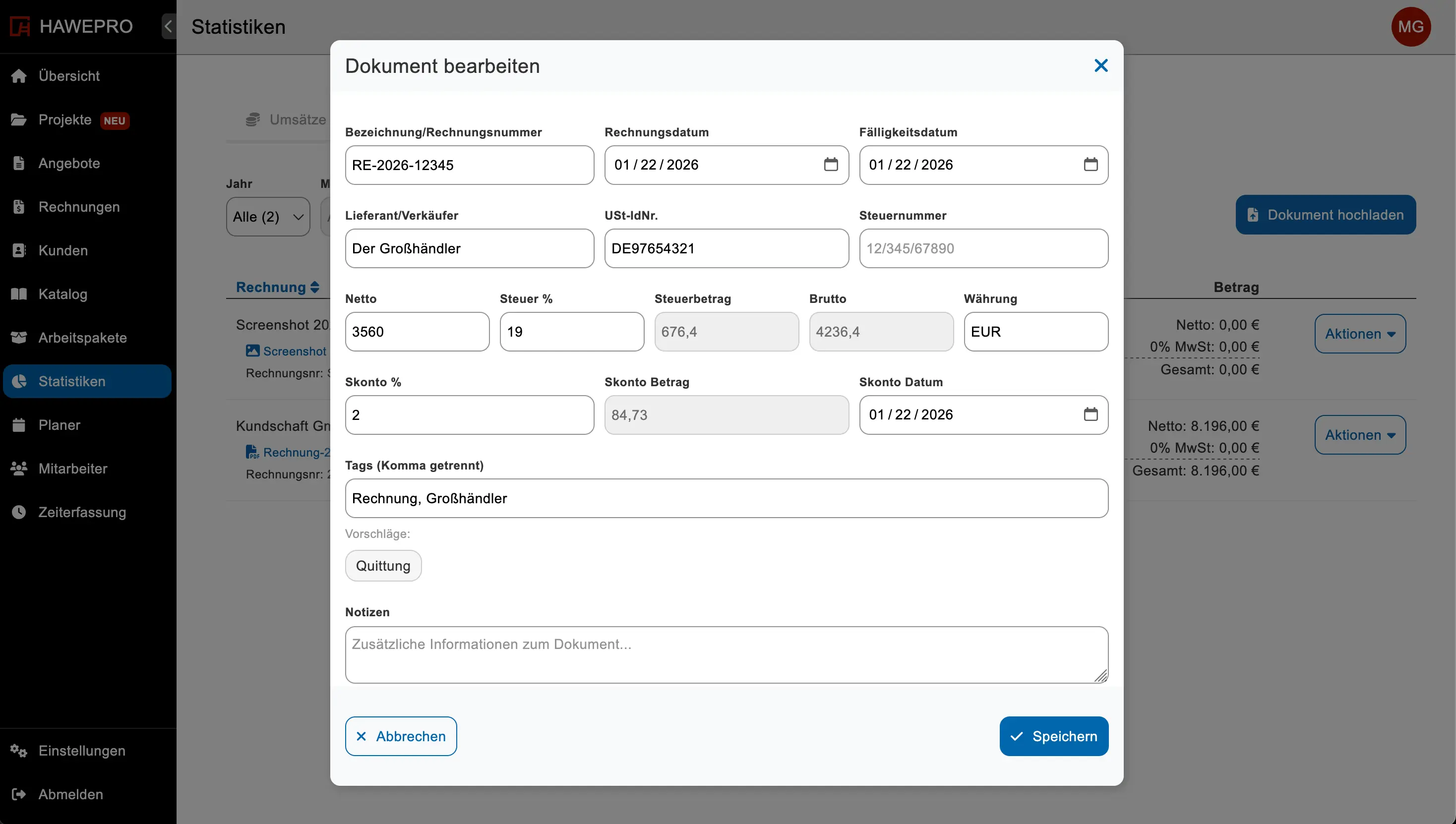 Auslesen der E-Rechnung Daten